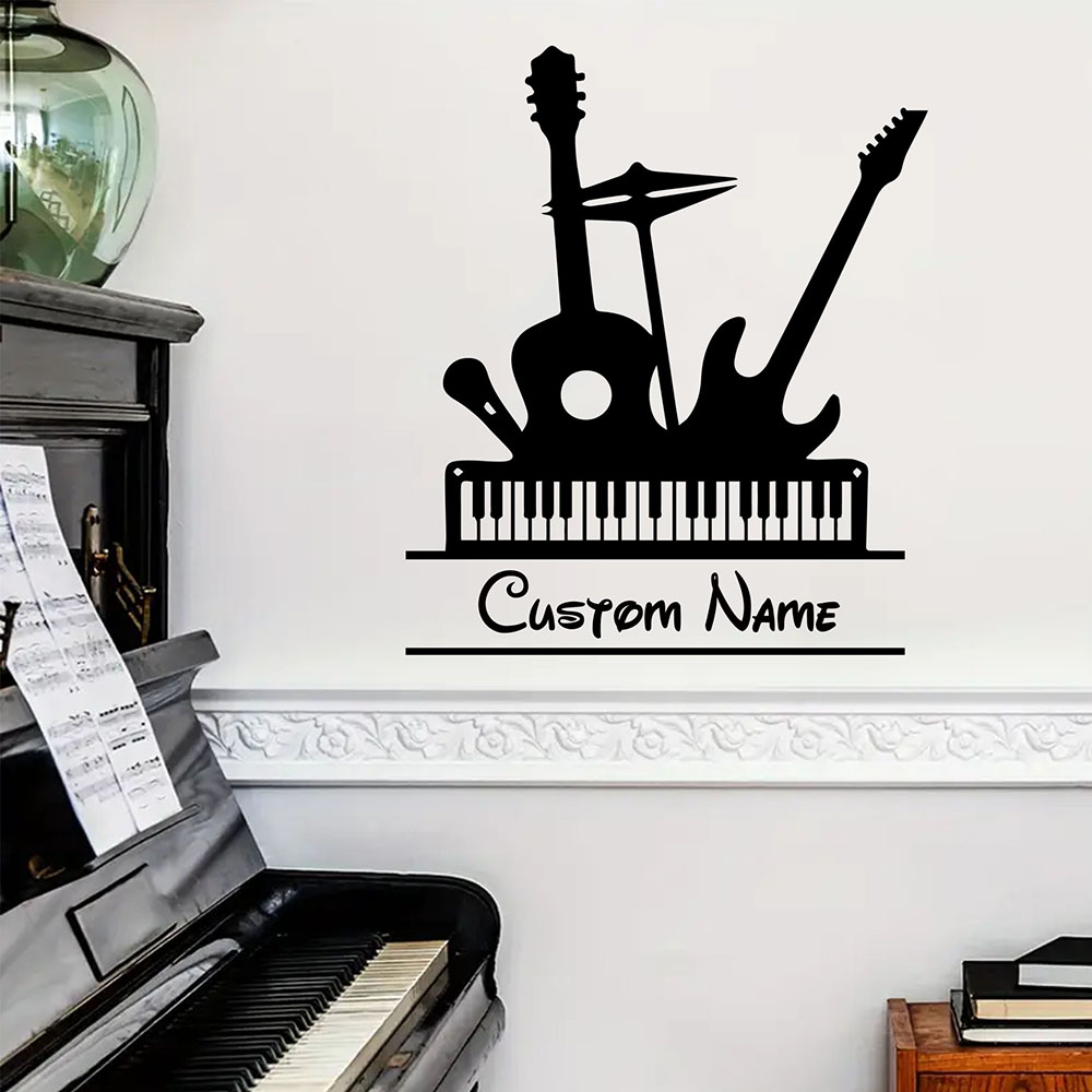 Musical Instrument And Names - Autocollant mural en vinyle avec nom