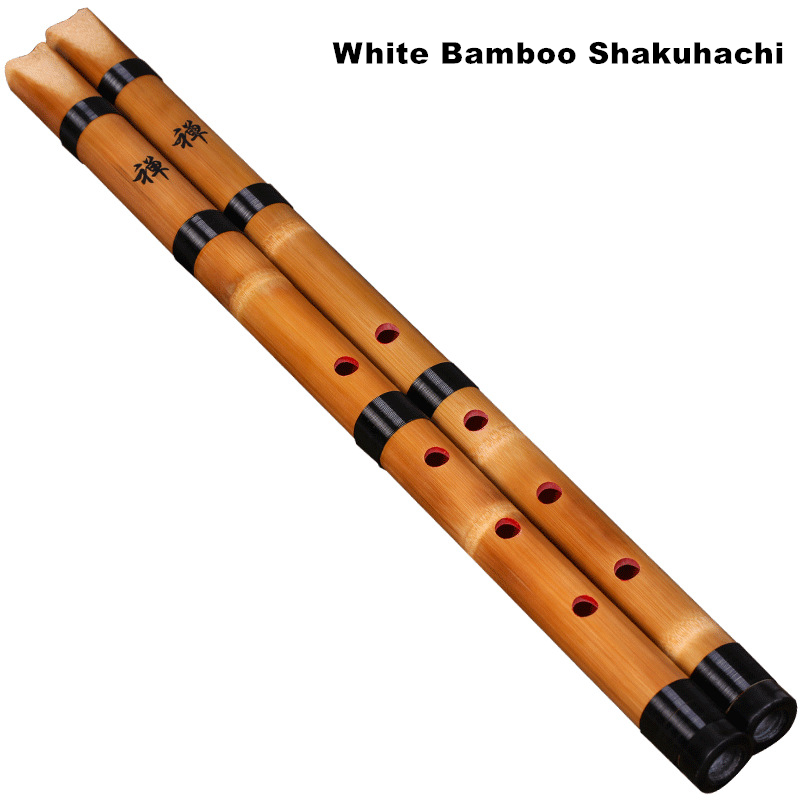Musical Instrument Xiao - Shakuhachi Chiba en bambou blanc naturel